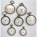 7 antique silver fob watches