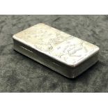 Antique 19 century French silver snuff box french silver hallmark measures approx 7.5cm by 4.5cm and