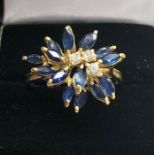 18ct gold diamond and sapphire ring not hallmarked but has been acid tested as at least 18ct gold