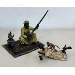 2 cold painted bronze arab figures 1 signed to base