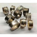 selection of 10 silver napkin rings