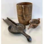 3 antique / vintage Tribal carved wooden vessels