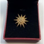 Victorian 18ct gold diamond and seed-pearl pendant brooch measures approx 32mm dia 5g