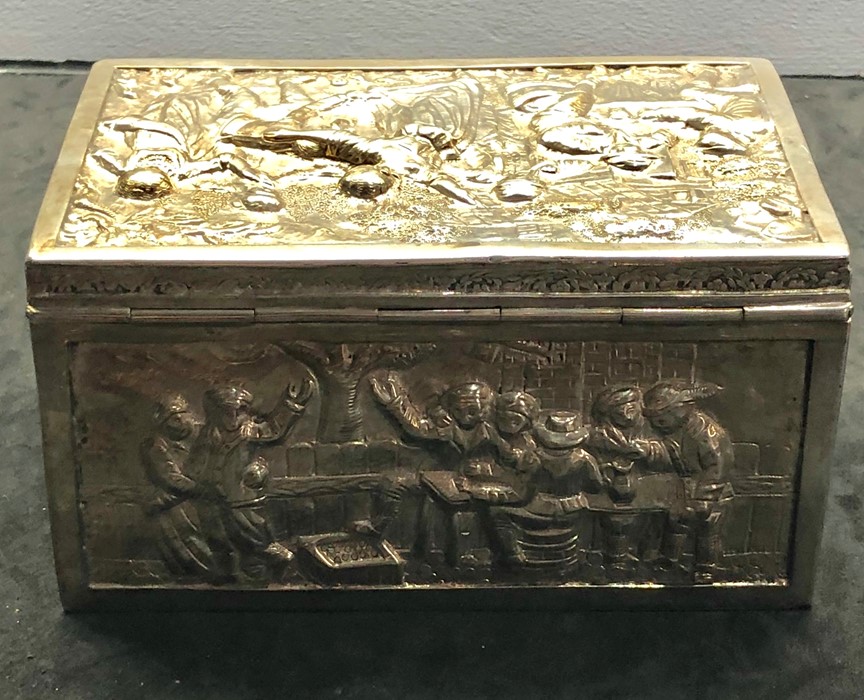 Ornate embossed Dutch silver box all silver with dutch silver hallmarks measures approx 15cm by - Image 5 of 9