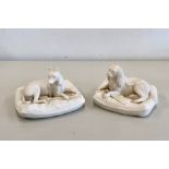 2 Belleek, Dogs On Cushion in good condition