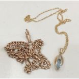 Broken gold watch chain and pendant and chain total weight 18g