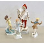 4 Royal Worcester figures includes the slide , november ,at the seaside and 1 other