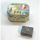 2 Chinese enamel boxes largest measures approx 6.5cm by 5cm height 3.2cm