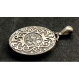 Victorian silver locket measures approx 45mm by 32mm not including hanger