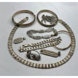 collection of antique and vintage silver jewellery