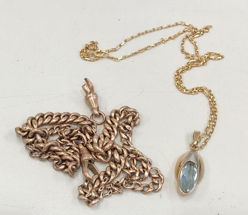 Broken gold watch chain and pendant and chain total weight 18g - Image 2 of 2