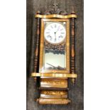 Victorian mahogany inlaid drop dial wall clock