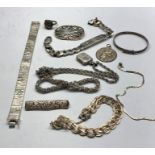 collection of vintage silver jewellery