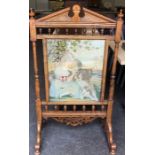 Wallnut tapestry fire screen