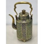 very fine 19th century Thai enamelled silver gilt tea pot signed on base