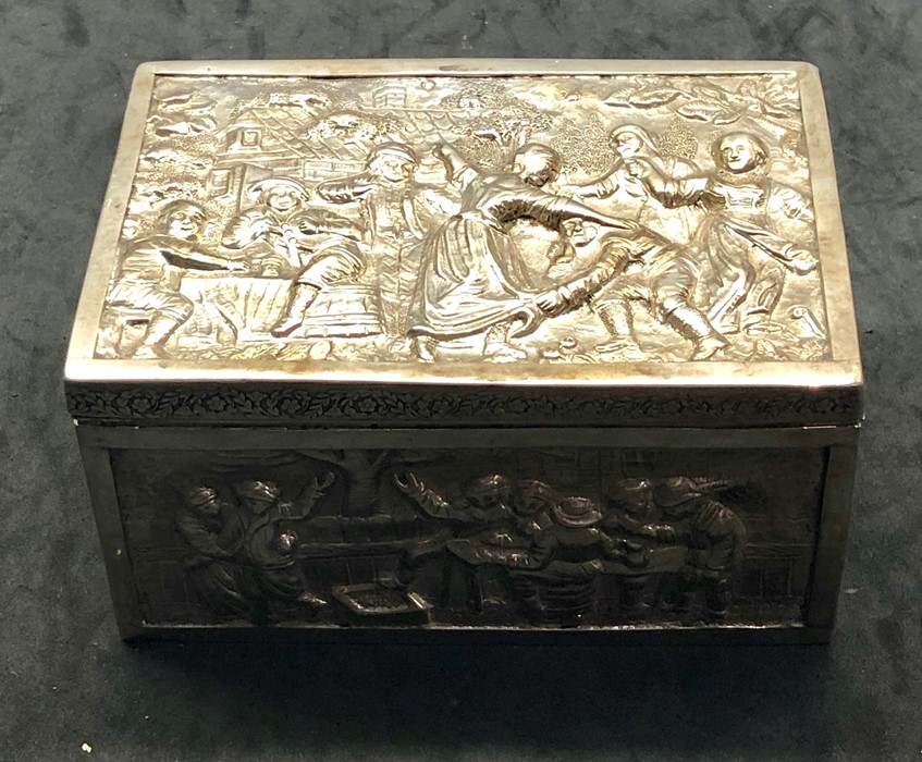 Ornate embossed Dutch silver box all silver with dutch silver hallmarks measures approx 15cm by - Image 3 of 9