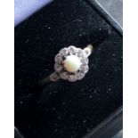 Vintage 18ct gold opal and diamond ring