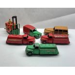 6 dinky vehicles austin bp van 3x mobile gas castrol and esso vans etc in good played with condition