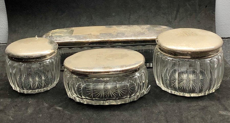 collection of 4 large silver top storage jars all have german silver hallmarks 835 silver largest m - Image 2 of 4