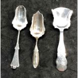 Selection of 3 antique dutch silver tea caddy spoons