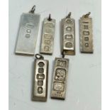 6 vintage silver ingots