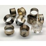 selection of 10 silver napkin rings