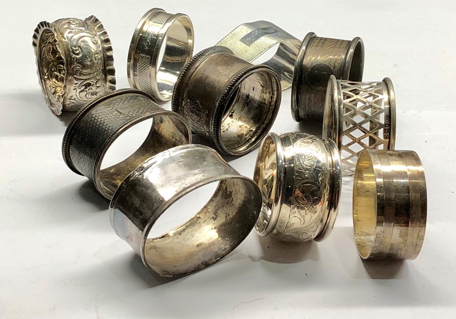 selection of 10 silver napkin rings - Image 2 of 3