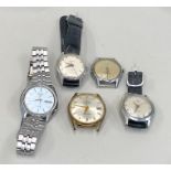 5 vintage gents wristwatches includes bucherer , poljot , seico , citizen and elgin