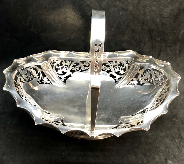 Pierced silver fruit basket Birmingham silver hallmarks weight 612g measures approx 30cm by 22cm wit - Image 3 of 5