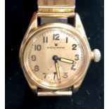 Vintage 9ct Gold Rolex Oyster cushion back Wristwatch winds and ticks case measures 35mm by 29mm di