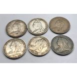 6 victorian silver crowns