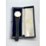 original boxed 9ct gold Garrards and Co gents presentation wristwatch
