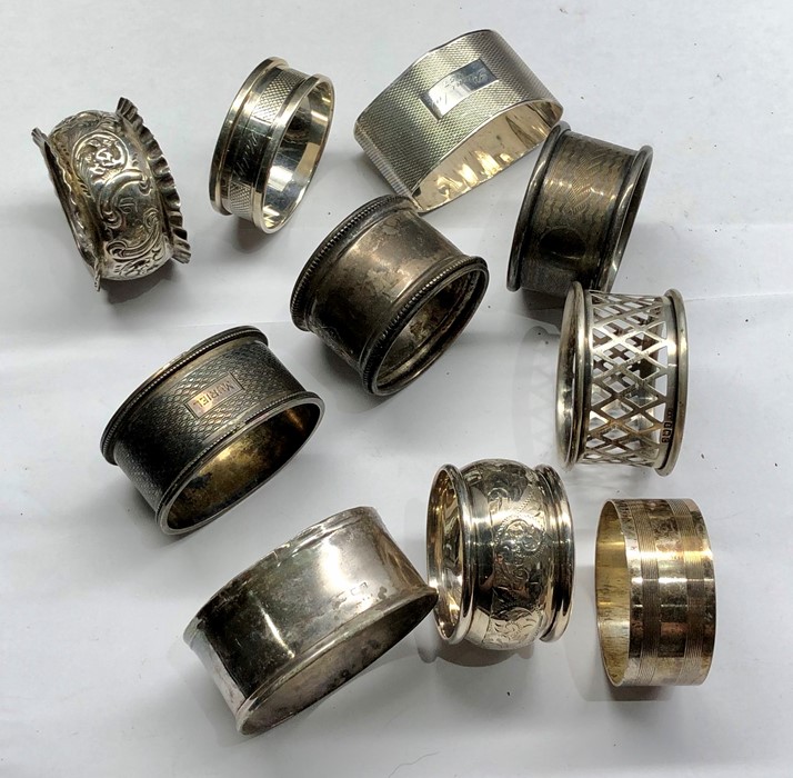 selection of 10 silver napkin rings - Image 3 of 3