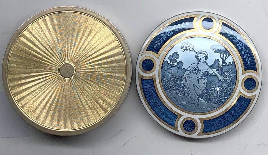 Antique 20th century silver and guilloche enamel round box with French silver hallmarks circa 1900 d - Image 6 of 6