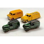 4 dinky vehicles national benzole truck ,2 post office vans and kodak bedford van in good played wit