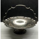 silver fruit basket Sheffield silver hallmarks weight 656g measures approx 27cm dia with hinged han