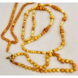 3 egg yolk amber bead necklaces total weight 118g