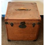 Antique leather and metal bound hat box