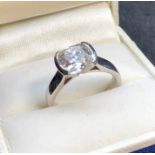 18ct white gold diamond solitaire ring set with large diamond 2.2ct in hallmarked 750 white gold
