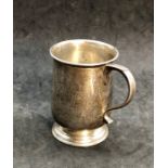 Silver christening mug Birmingham silver hallmarks engraved initials measures height approx 9cm