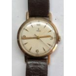 Vintage gents 9ct gold Rolex Tudor wristwatch Manual Wind leather Bracelet watch winds and ti