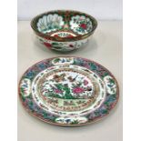 Chinese famille rose bowl and plate