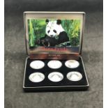 6 china panda silver bullion half ounce six coin set boxed with book