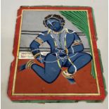 19th century indian miniature painting of Krishna measures approx 25cm by 19cm