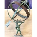 Atlas hercules sphere armillary sundial globe