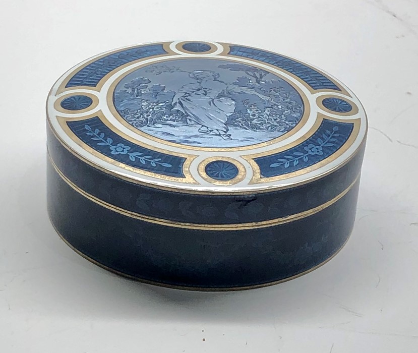 Antique 20th century silver and guilloche enamel round box with French silver hallmarks circa 1900 d - Image 2 of 6
