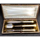 Victorian silver plated and ivory-handled stilton cheese scoop and servers in original box