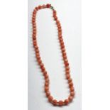 hallmarked 9ct gold and coral bead necklace coral bead with gold bead between coral measure approx 5