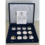 Collection of 11 silver proof five pound coins