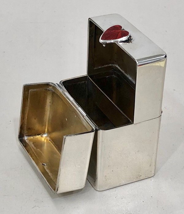 silver hallmarked with enamel heart ladies folding top cigarette case london silver hallmarks makers